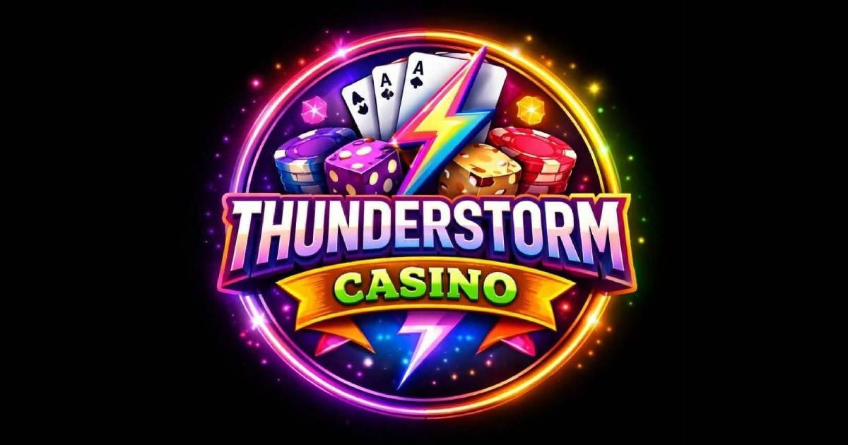 Main hero banner showing Thunder Storm Casino lightning and storm themed gaming platform